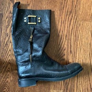 TORY BURCH soft leather black buckle boots